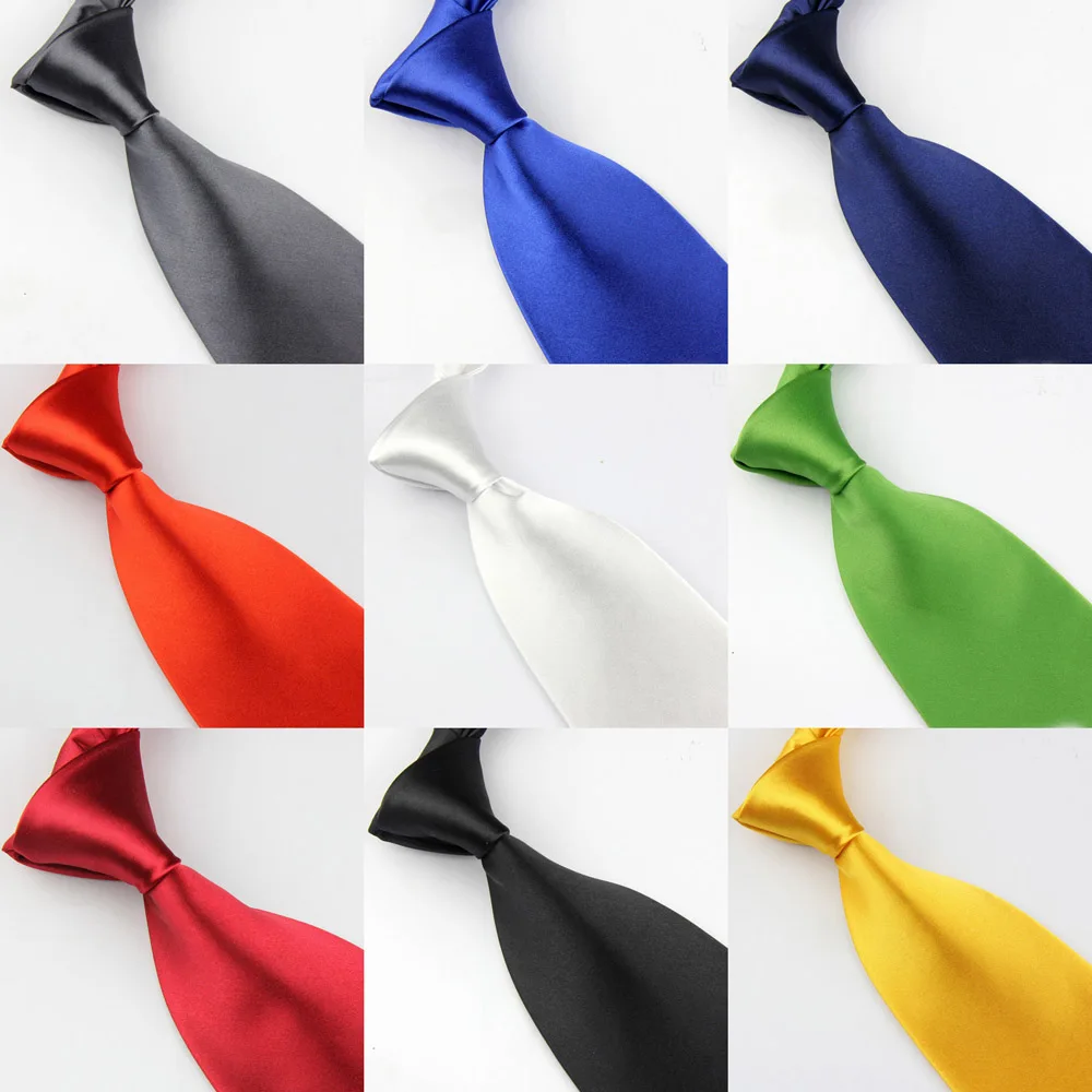 Men Solid Bright Color 8cm Wide Satin Neckties Formal Wedding Party Neck Ties BWTQN0004