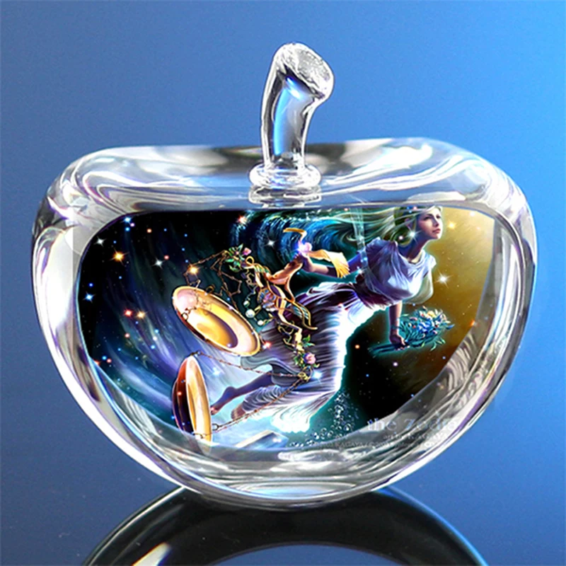 80mm Crystal Zodiac Sign Glass Constellation Apple Paperweight Birthday Gifts