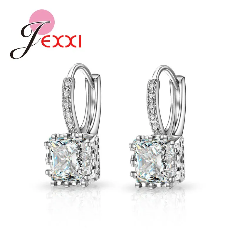 Promotion Price Fashion Earrings 925 Sterling Silver  Jewelry For Women/Girls Wholesale Earring Shiny Square Cut Wholesale