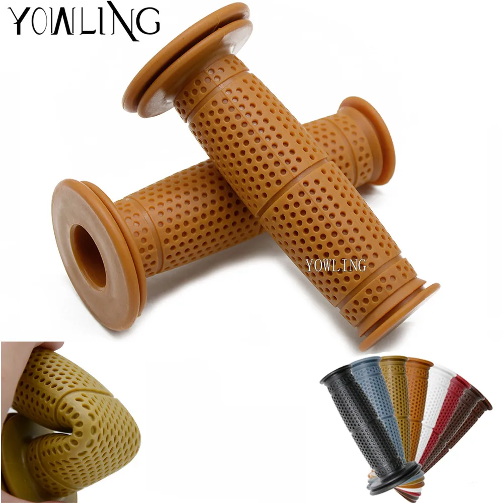 

2Pcs Motorcycle 7/8'' Retro Vintage Rubber Handlebar Hand Grips Bar End Non-slip Girds Motocross Handle Bar Moto Accessories