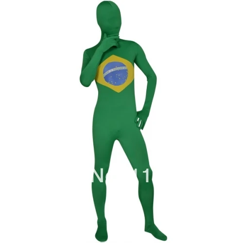 Brazilië Vlag Fullbody Spandex Zentai Pak