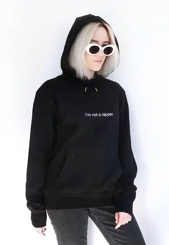 Skuggnas I'm Not a Rapper Hoodies Fashion Casual Pullover Tumblr Fleece Women Sweatshirt Inspired 90s Crewneck Men Black Outfits