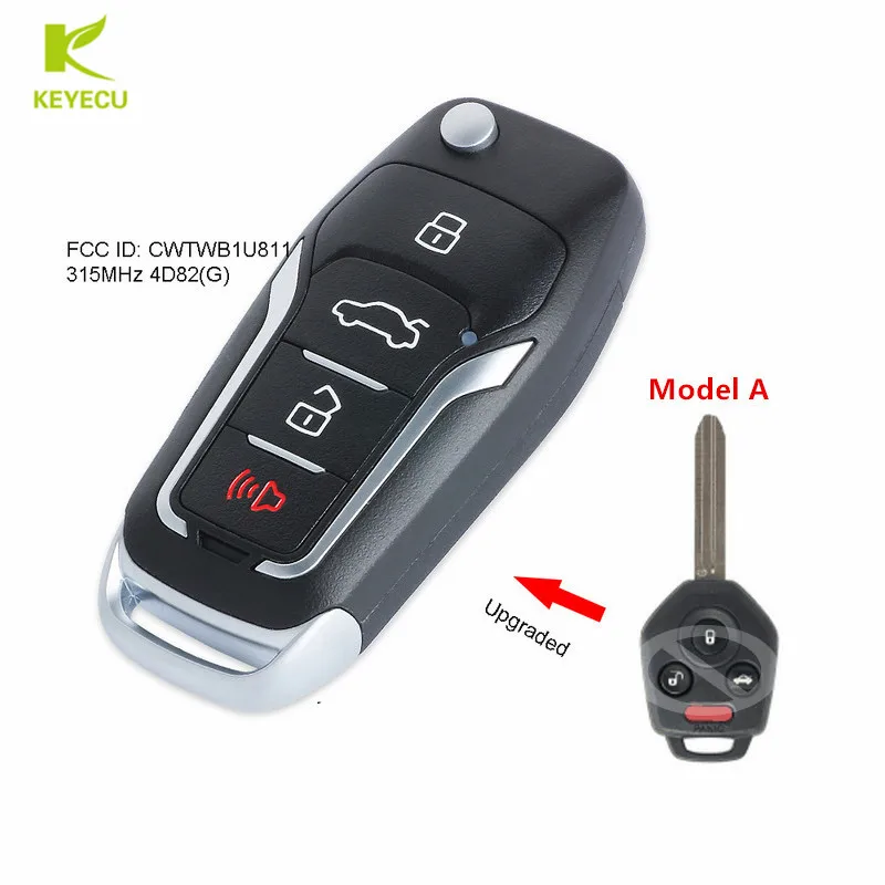 KEYECU Upgraded Flip Remote Key 315MHz 4D82 for Subaru Forester Impreza Legacy WRX 2012-17,XV Crosstrek 2013-2015 FCC: CWTWBU811