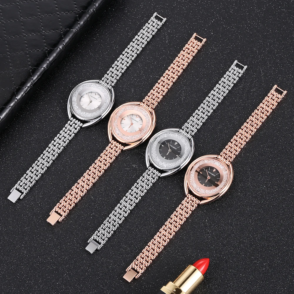 Cagarny Rose Gold Watch Women Watches Ladies Creative Steel Women\'s Bracelet Watches Female Clock Relogio Feminino Crystal Dial