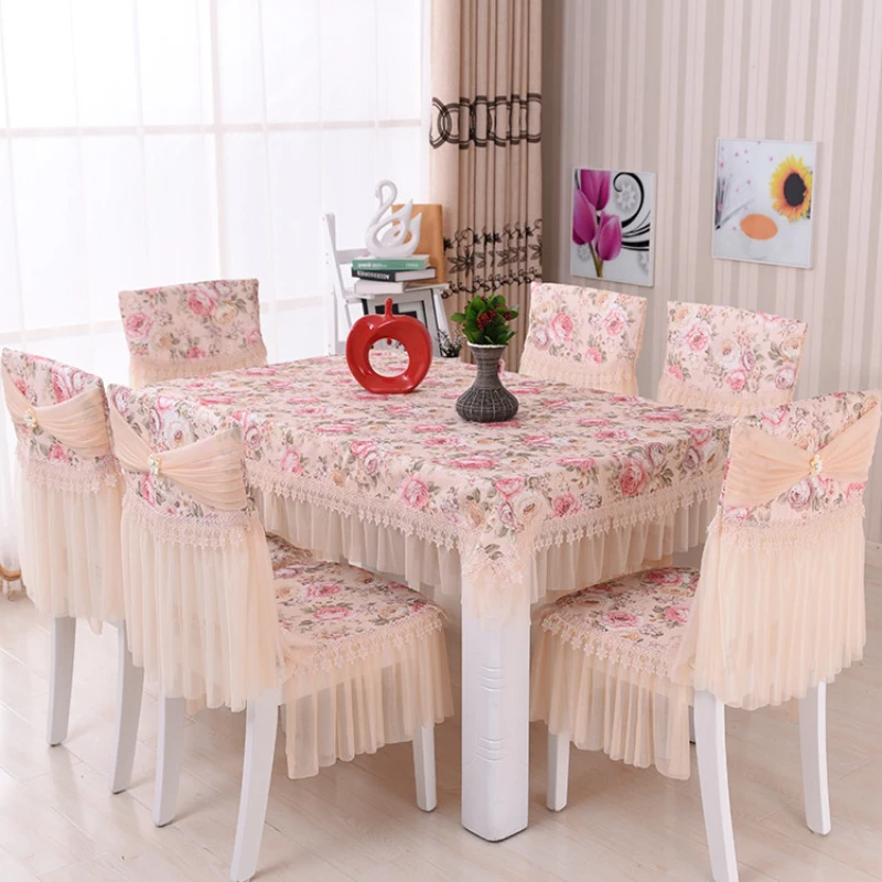 

Elegant European-style Pastoral Retro Table Cloth 2 styles Floral Lace 100% Cotton Dinning ablecloths Chair Covers