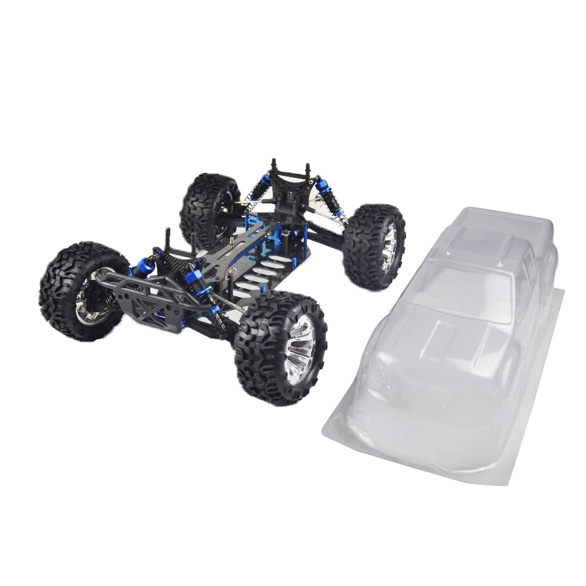 VRX 1/10 Scale 4WD Monster Truck  ROLLER KIT RC CAR Without Electronics,Carbon Chassis Version With Clear Body Shell