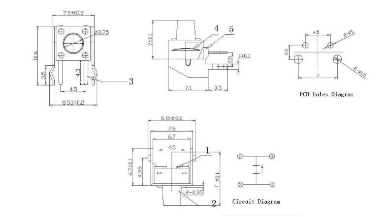 100Pcs Tact Switch 6*6*9mm Horizontal with Bracket Tactile Push Button Switches 6x6x9mm Micro Switch