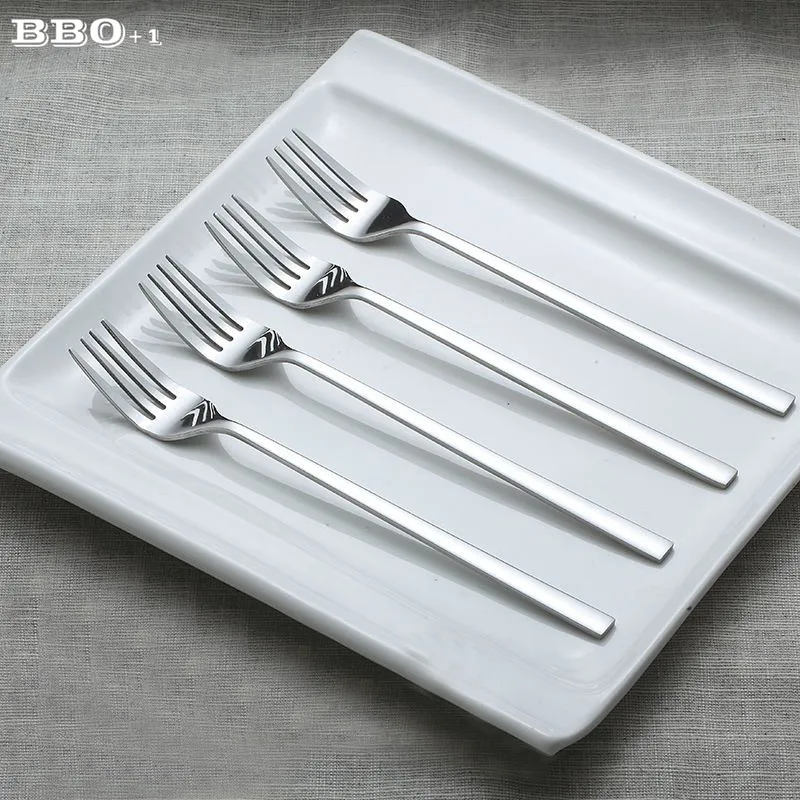 8.5\'\' Stainless Steel Table Fork Korean Long Handle Dinner Meat Food Steak Forks set Food Cutlery Kitchen Accessories 4pcs/6pcs