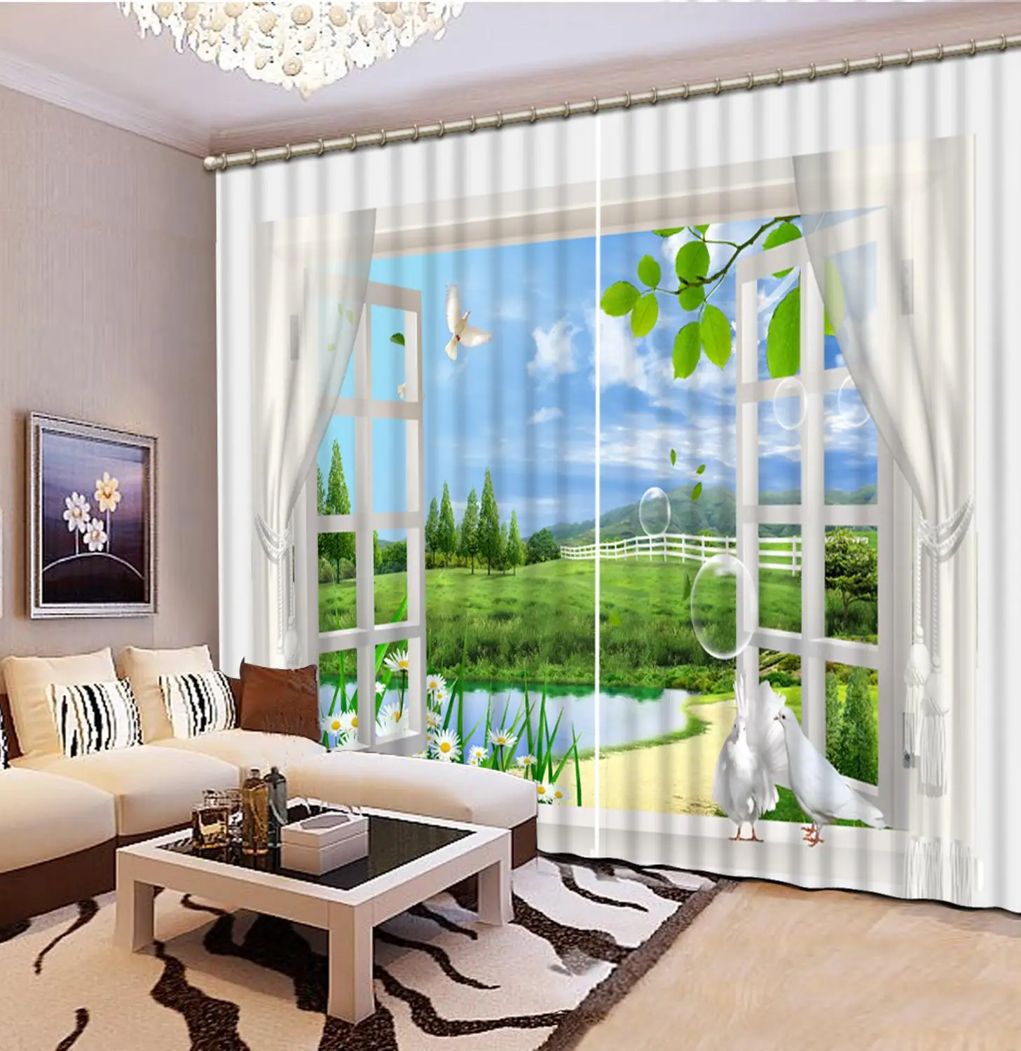 

High-precision Shade Luxury 3D Window Curtain living room window curtains for bedroom Polyester Set with Hooks