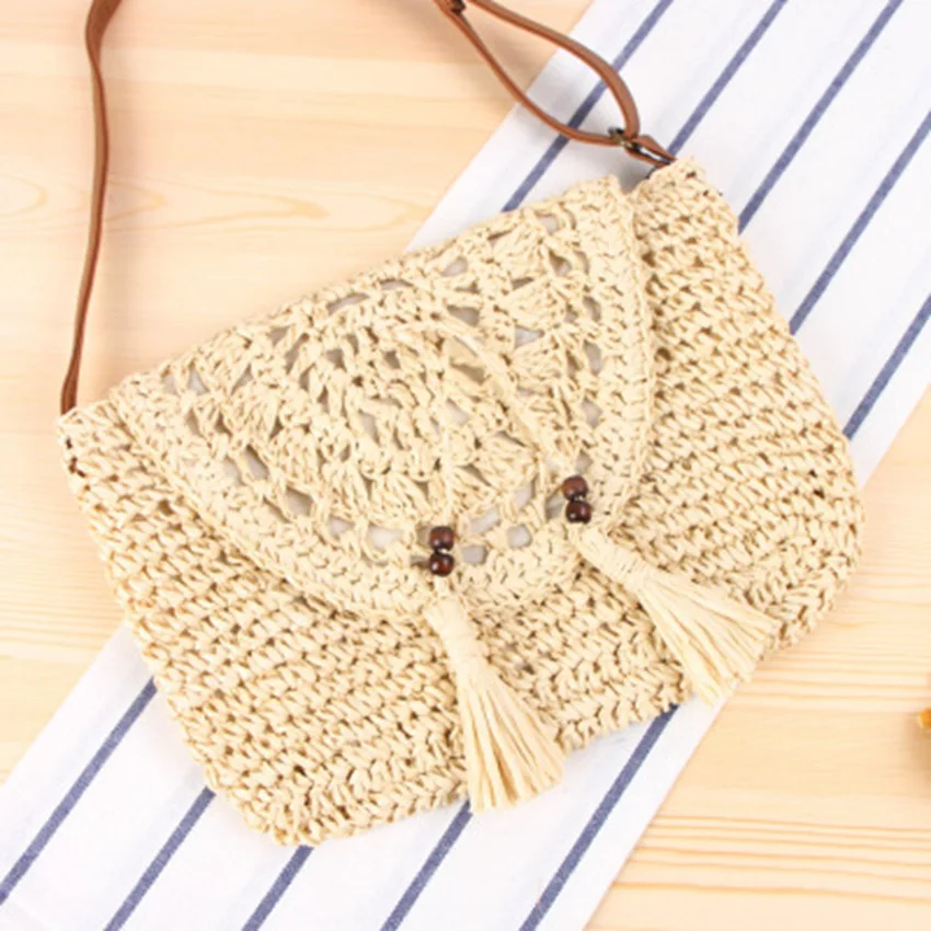 

National wind new Sen Department tide female hand-hook clamshell cuff knit bag woven bag leisure package