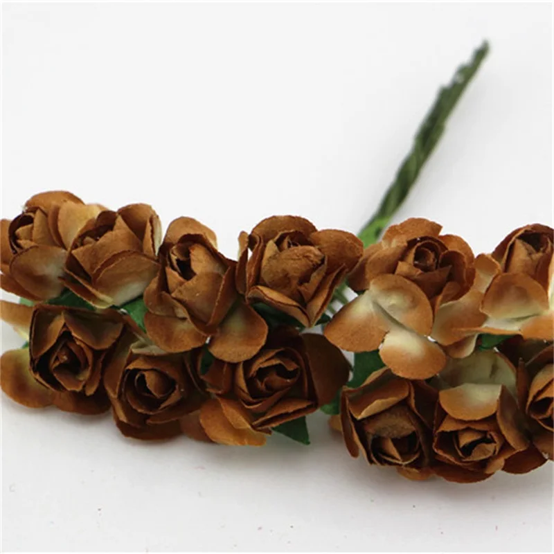 144 Teile/los 1,5 cm Mini Papier Rose Künstliche Blumen Hände Für Hochzeit Dekoration Scrapbooking Kleine Gefälschte Blumenstrauß – Detail 7