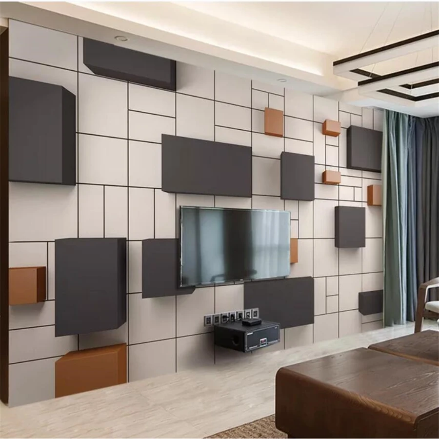 

Custom mural 3d wallpaper stereo modern new Chinese cube brick wall TV background wall papers home decor papel de parede mural