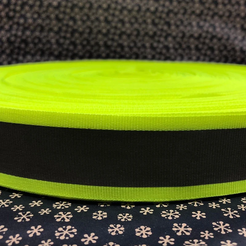 Roadstar 30mm Width Fluorescent Yellow Reflective Polyester Ribbon Warning Tape for Safety Clothes Sewing on Bag