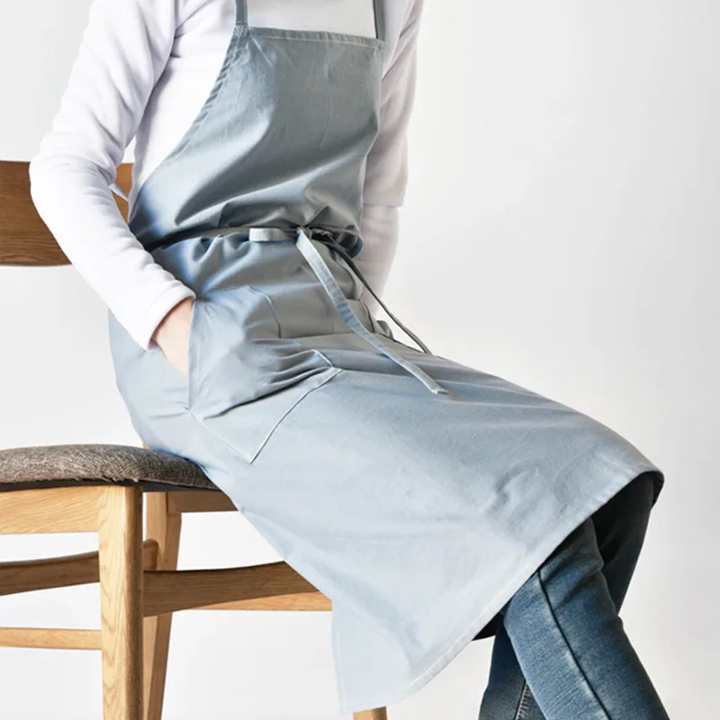 

Blue Green Gray Cotton Apron Florist Gardener Work Wear Barista Bistro Chef Restaurant Waitstaff Baker Culinary Uniform K66