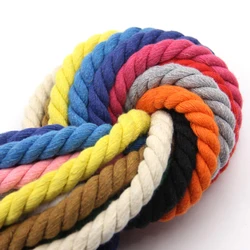 100% Cotton 10Meters 3 Shares Twisted Cotton Cords 10mm DIY Craft Decoration Rope Cotton Cord for Bag Drawstring Belt 20 Colors