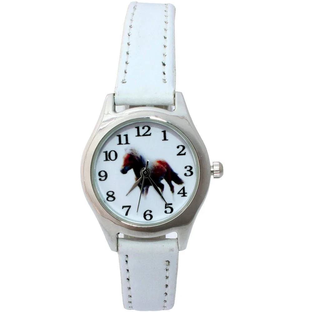 10 Colors Leather Cute Lovely Girl Ladies Women\'s Watch Children\'s Gifts Horse Quartz Student Kids Animal Wristwatch Boy Watches