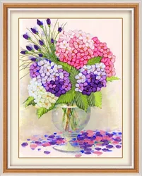 3D flower vase Ribbon embroidery kit with needle canvas paint handcraft stain DIY handmade needlework wall art decor gift idea