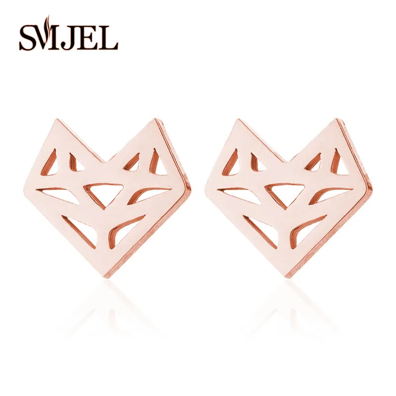 Smjel fox ohrringe schwarz edelstahl ohrringe modeschmuck kleine geometrische tier ohrringe piercing aretes de mujer