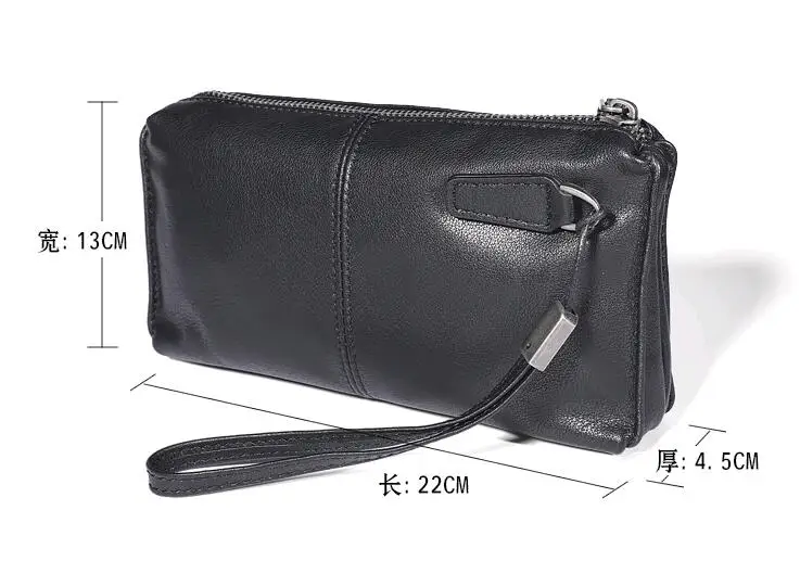 AETOO Original hand-made vintage genuine leather long Clutch leather soft handbag clutch large-capacity youth hand strap