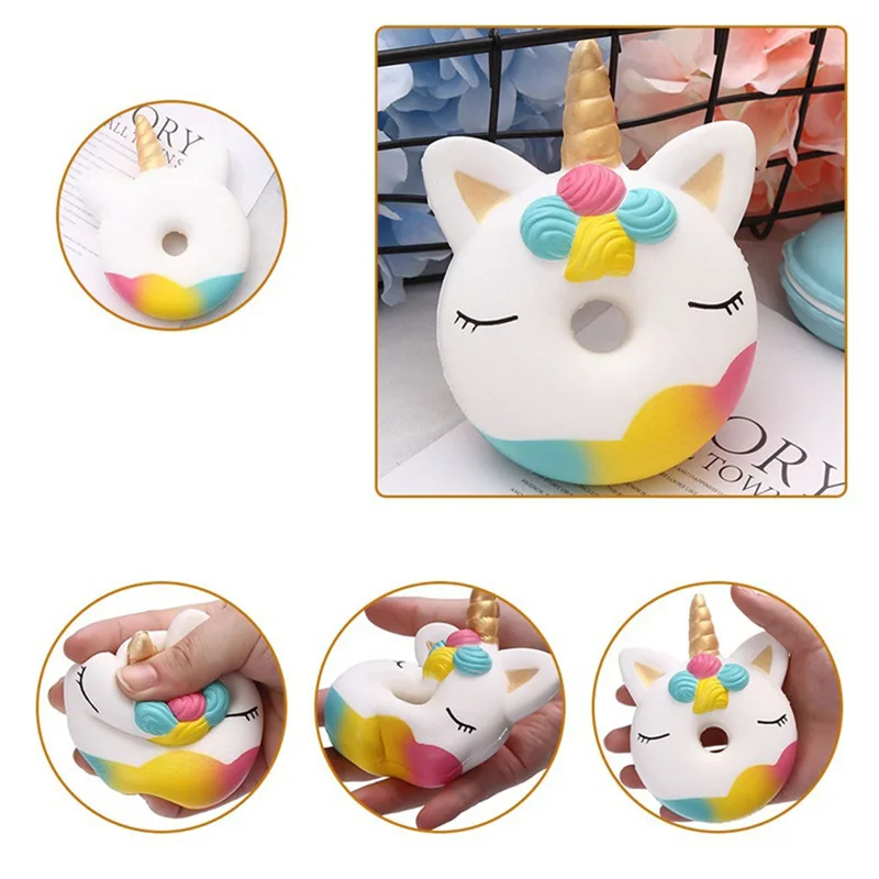 Jumbo Kawaii Unicorn Donut Squishy Cake Bread Squishies Cream Scented Slow Rising Squeeze Toy Kids Xmas Birthday Gift 13*9 CM