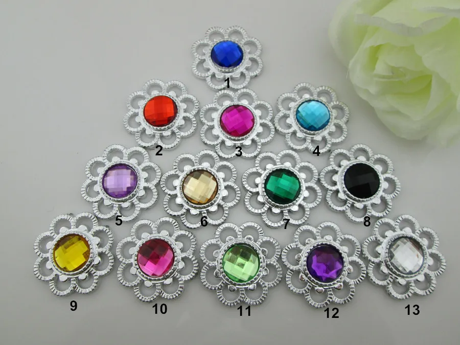 10pcs 13 Colors Acryl Flower Plastic Buckle For Flower Center 35mm