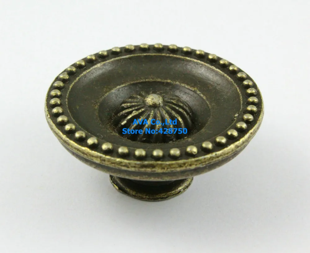 10 Pieces Antique Brass Furniture Handle Cabinet Knob Jewelry Box Handle Knob Drawer Pull / 37x17mm