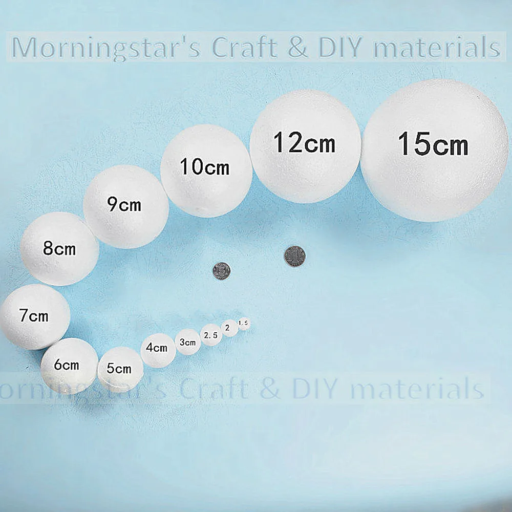 1/2/4/7/8/9/12/20/30cm Modelling White Polystyrene Styrofoam Foam Balls Craft Balls For DIY Christmas Party Decoration Supplies