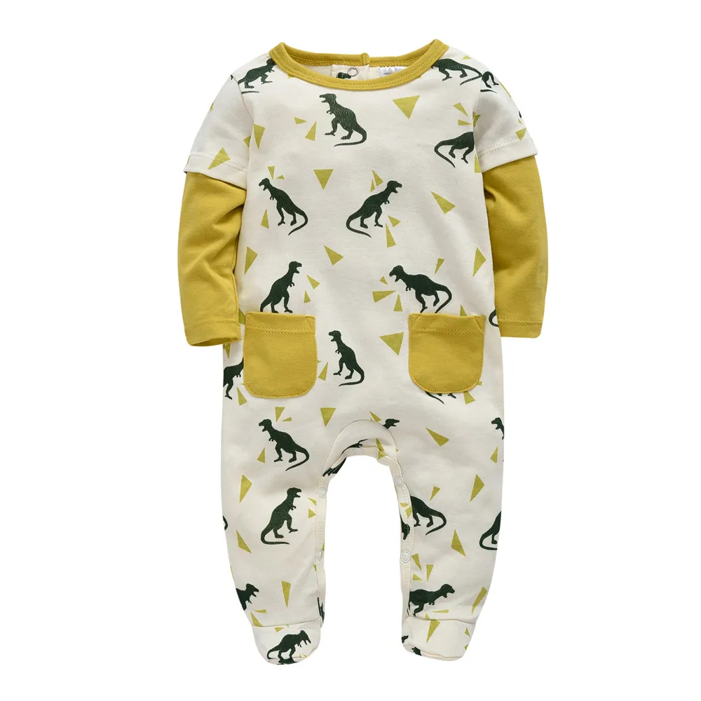 

Kavkas Baby Boys Clothes Cute Dinosaur Printed Long Sleeve Autumn Spring Babies Boy Romper Newborn Baby Pajamas Jumpsuit