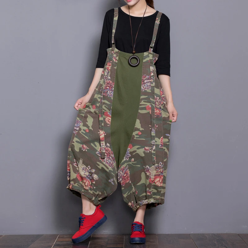 2019 female new beiginning autumn plus size wide leg casual loose denim jumpsuit