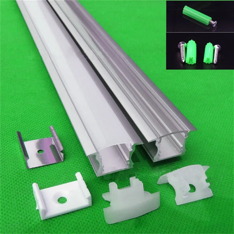 10Pcs/Lot Led Channel Embedded Aluminum Profile W24.5*H12mm Milky Transparent Cover 12mm 8520 Pcb With Fittings Bar Light