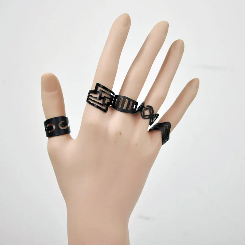 20Pcs Vintage Matte Black Alloy Ring Gypsy Adjustable Finger Tattoo Rings Lots For Women Female Jewelry Wholesale LR4040