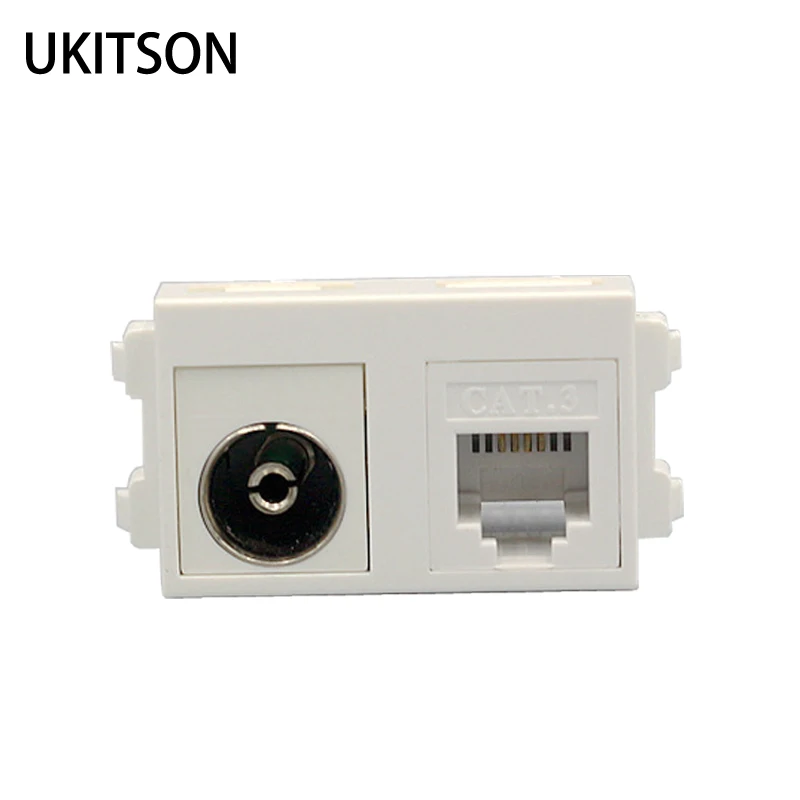 

Analog TV Connector ATV Plug With CAT3 RJ11 Phone Socket Elements 23x36mm For Television Telephone Wall Panel Faceplate