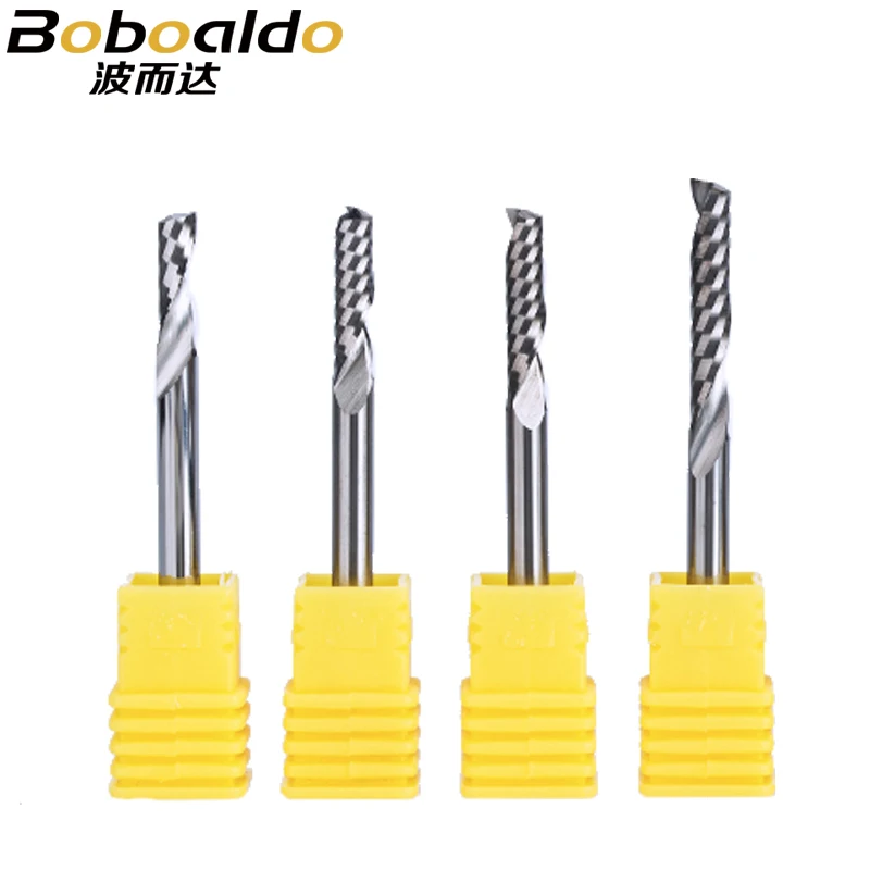 5PC/set 4mm one Flute Spiral Cutter router bit CNC end mill For MDF carbide milling cutter tugster steel router bits for wood