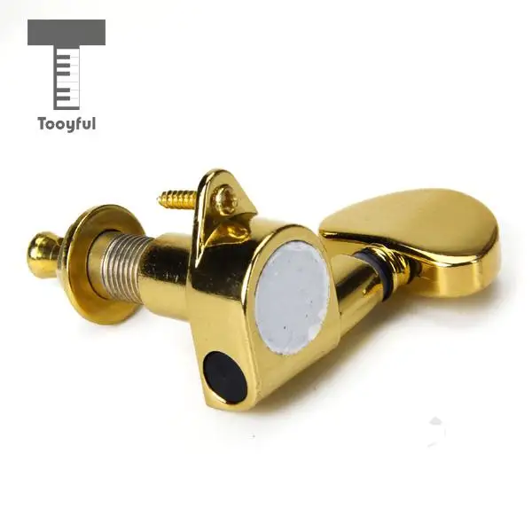 Tooyful High Quality 3 Pairs Steel String Tuning Buttons Pegs Tuners Machine Head Guitar 3L+3R Gold for Electric Acoustic Guitar