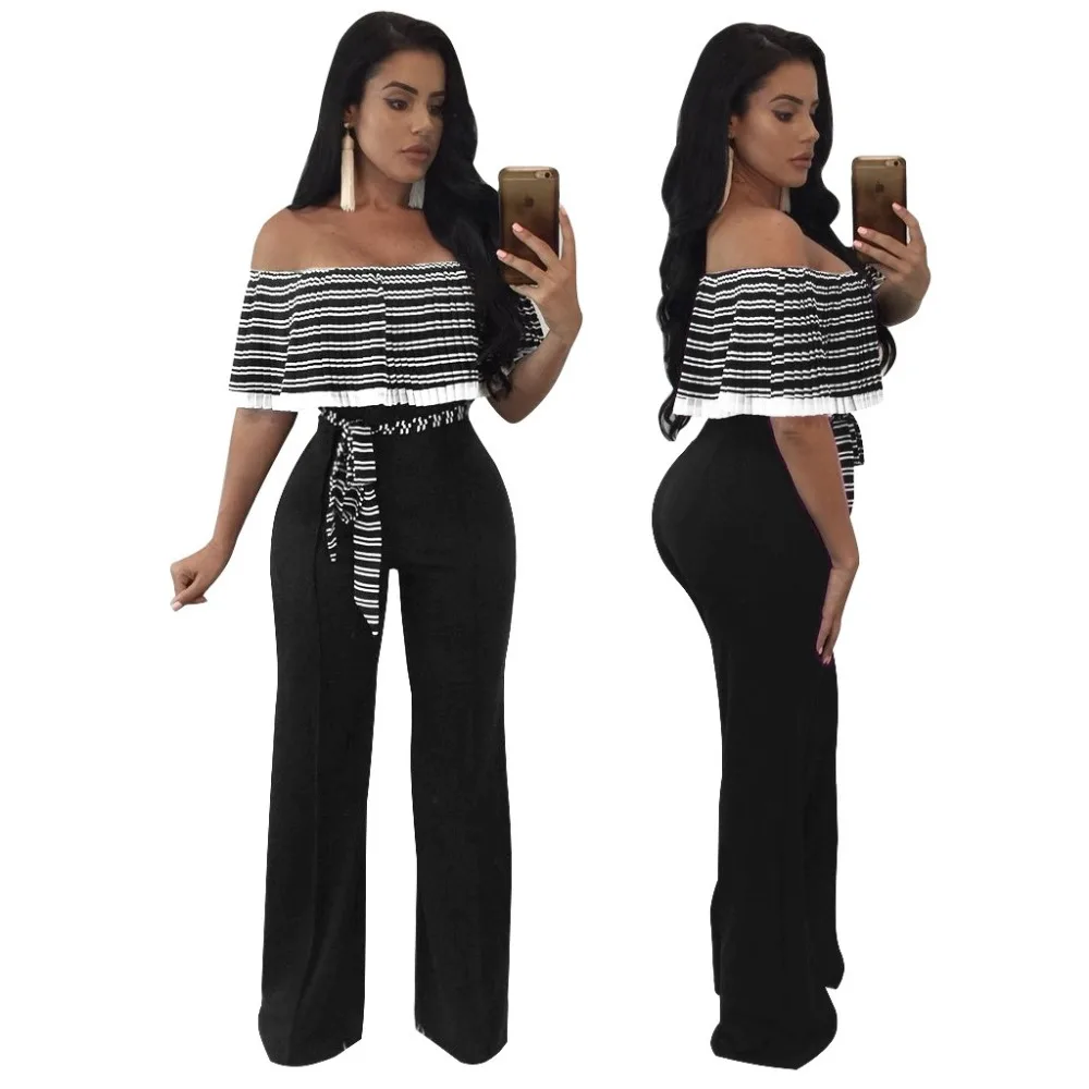 Fashion Women tube Ruffles Jumpsuits Sexy Playsuits plus size Bodysuits Rompers