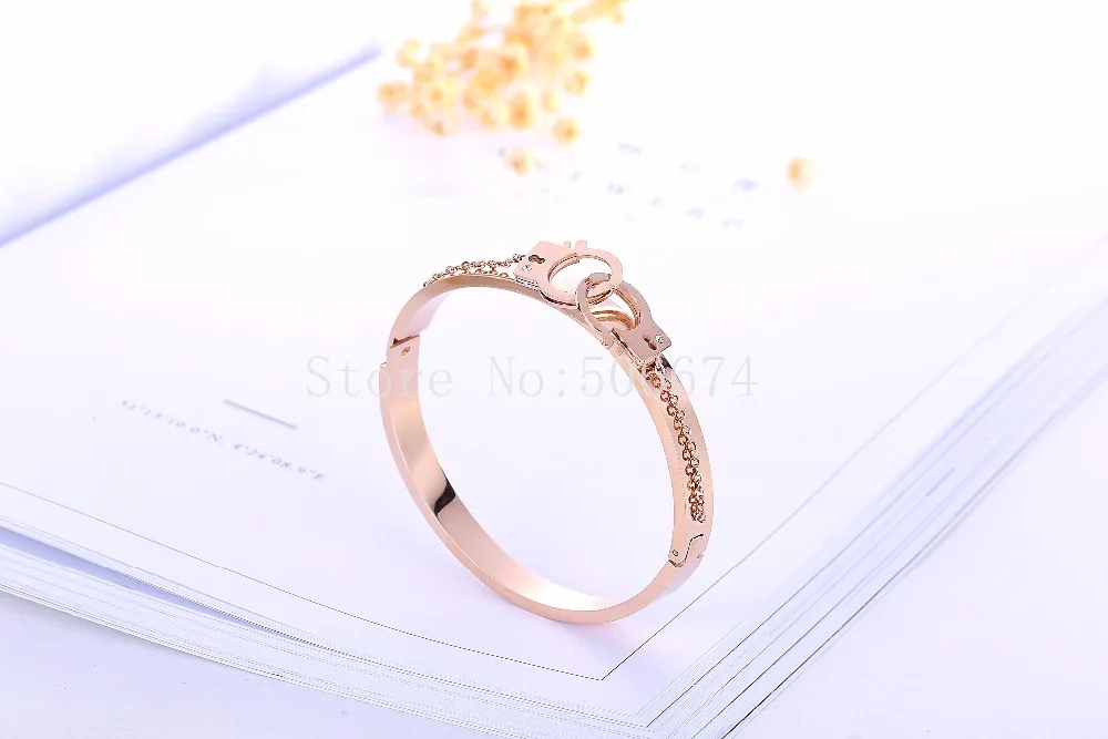 Top Quality Couple Lock Love CZ brand Fashion Jewelry Cuff Carter Bracelets Bangles 316L Stainless Steel Bracelets For Women image 2