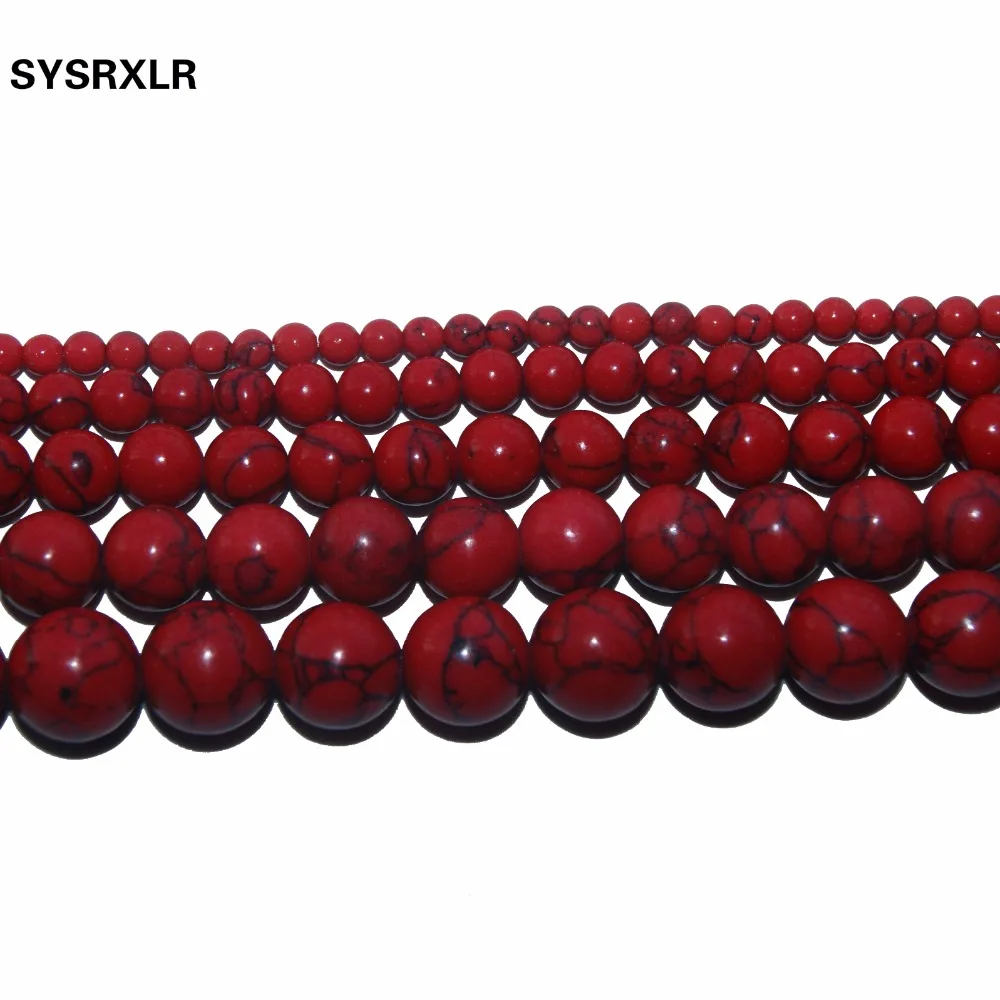 1 Strand / Pack 4/ 6/ 8 /10 /12 MM Dia Fashion Charm Red Round-Brilliant  Natural Stone Beads DIY Bracelet Necklace Making Craft