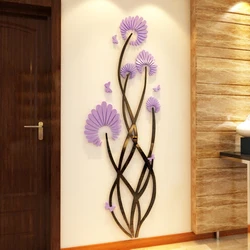 Flower dance 3D Acrylic wall stickers Living room bedroom DIY art wall decor TV backdrop Creative wall decoration Hot sale