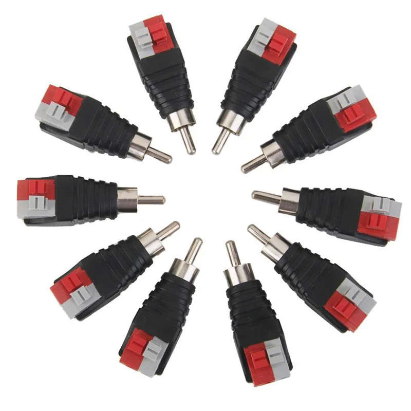 10 pcs speaker kawat kabel untuk audio rca laki-laki konektor adaptor jack plug 2016 hot untuk multimedia