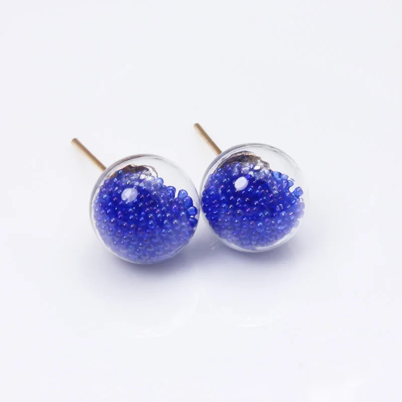 new fashion brand jewelry handmade glass beads stud earrings for women candy color statement gift tiny earrings free shipping