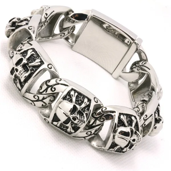 146g Top Quality Gothic Style Skeleton Bracelet 316L Stainless Steel Hot Biker Punk Bracelet