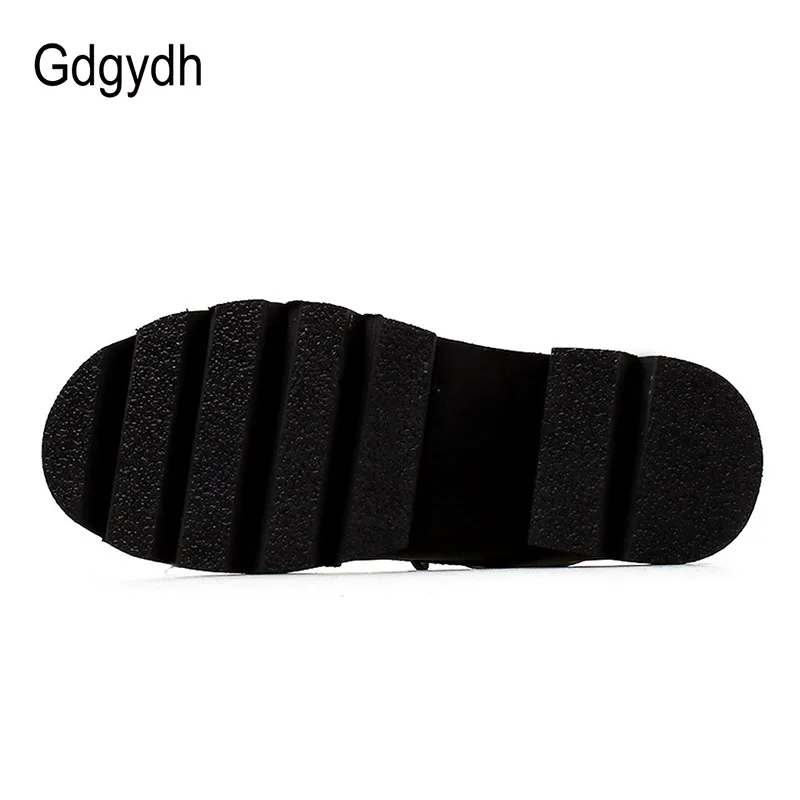 Gdgydh-Bottes de rinçage d\'automne pour femmes, bottes de moto, talons épais, laçage décontracté, bottes à plateforme ronde Parker, chaussures pour