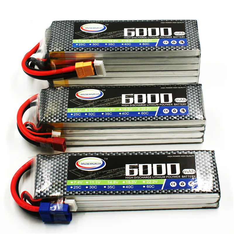 4S 14.8V 6000mAh RC Speelgoed Lipo Batterij Voor Helikopter Quadcopter Auto Drone Vliegtuig Max 80C Afstandsbediening 4S 6000mah
