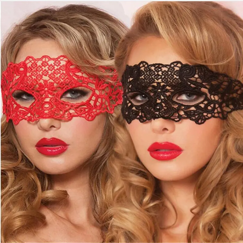 Porn Sex Lingerie For Woman Black/White/Red Hollow Out Lace Eye Mask Halloween Party Sexy Costumes Erotic Toys For Adults