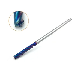 End Mill 4mm Long 100mm HRC65 4Flute D4*100L 4T Solid Carbide Fat End Mills Straight Shank Blue Coated Milling Cutter Tool