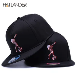 Hatlander-コットンベースボールキャップ,5パネル,スカル刺繍,ヒップホップスタイル,クールで調節可能,スポーツ,ファニーブラック