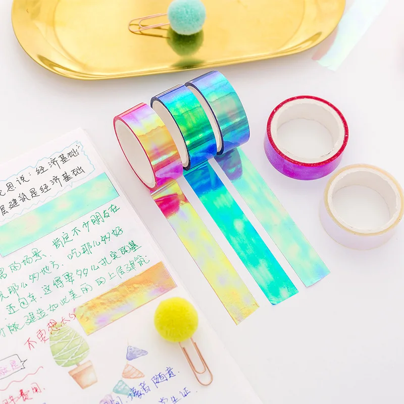 

1.5cm Wide Colorful Shining Laser Washi Tape Decorative Adhesive Tape Rainbow Gradient DIY Scrapbooking Masking Tape