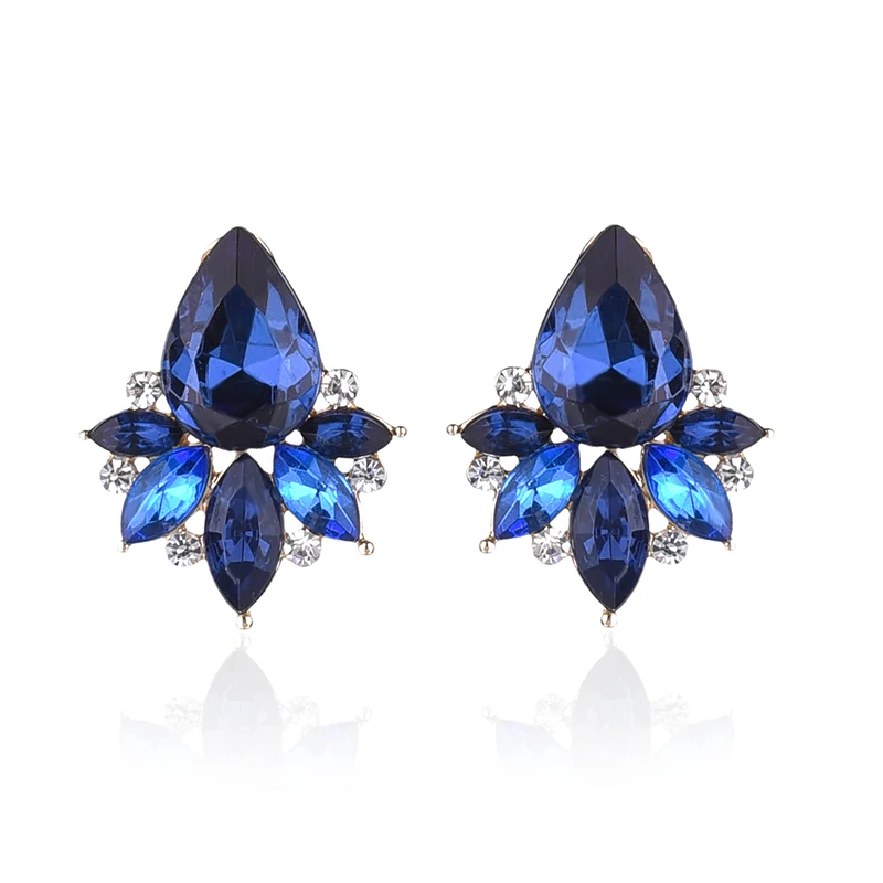 Fashion Rhinestone Inlaid Colorful Crystal Stone Women Girl Piercing Earrings Gold Color Piercing Earrings Christmas Gift