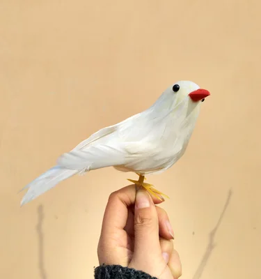 15cm white feathers bird model toy,handicraft,garden decoration,home furnishings props,gift a2382