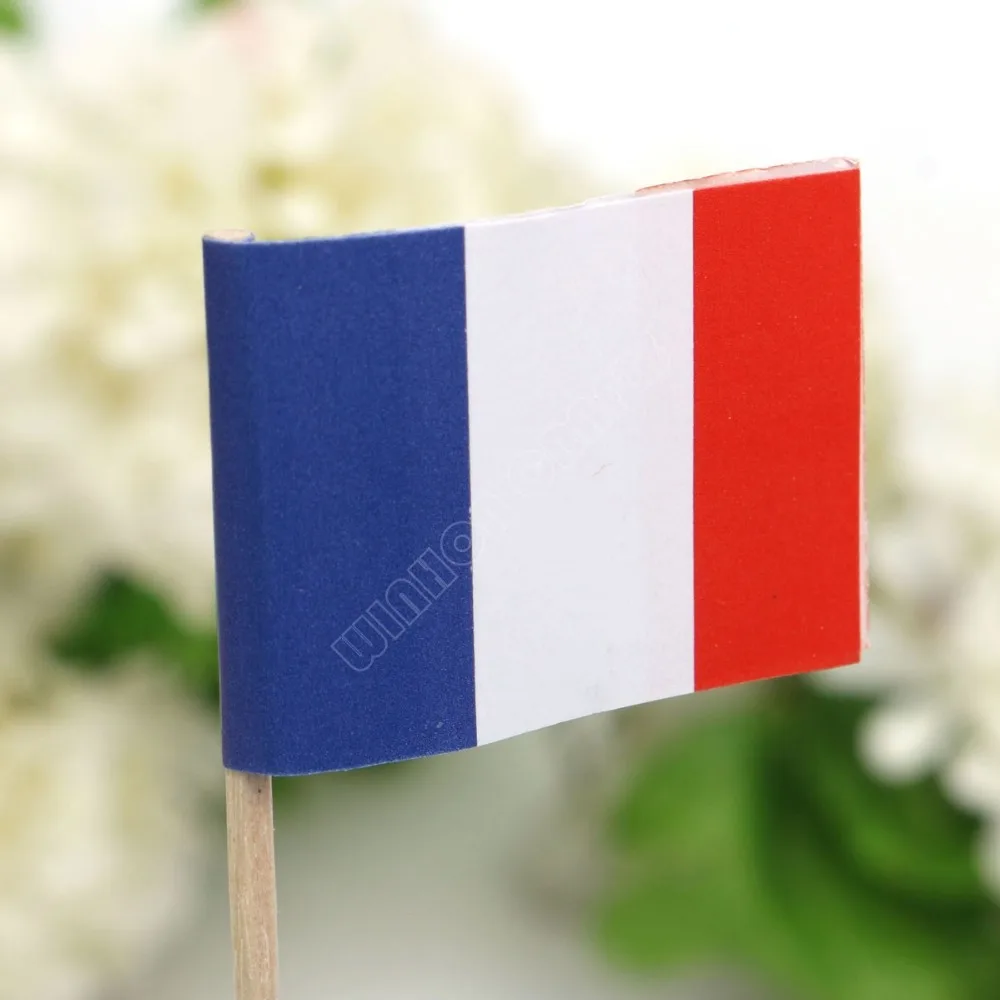 Mini France Toothpick Flags Paper Food Picks 50Pcs Cake Toothpicks Cupcake Toppers Fruit Cocktail Sticks French Toothpick Flags